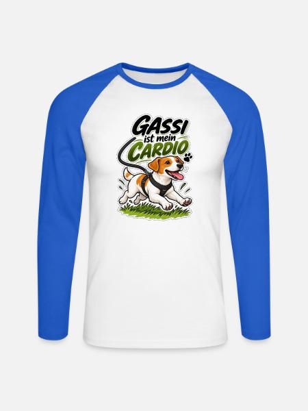 Gassi ist mein Cardio - Unisex Baseballshirt langarm - Weiß/Royalblau
