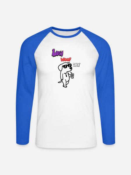 Hip Woof Day - Unisex Baseballshirt langarm - Weiß/Royalblau