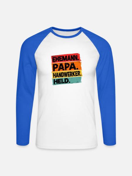 Ehemann Papa Handwerker Held - Unisex Baseballshirt langarm - Weiß/Royalblau