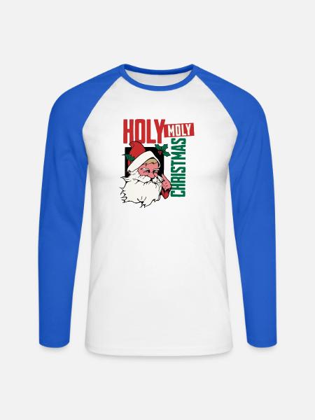 Holy Moly Christmas Santa - Unisex Baseballshirt langarm - Weiß/Royalblau