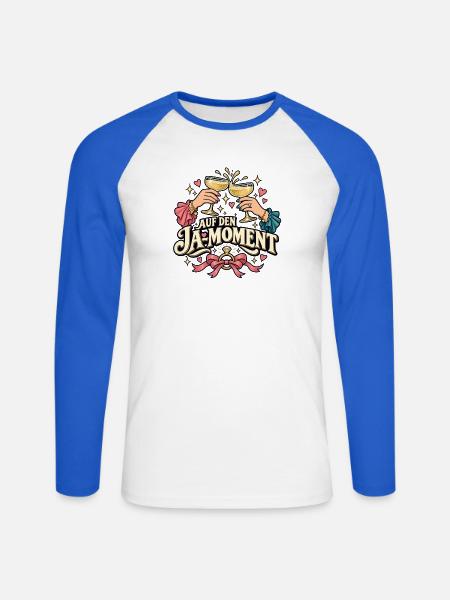 Auf den Ja-Moment - Unisex Baseballshirt langarm - Weiß/Royalblau