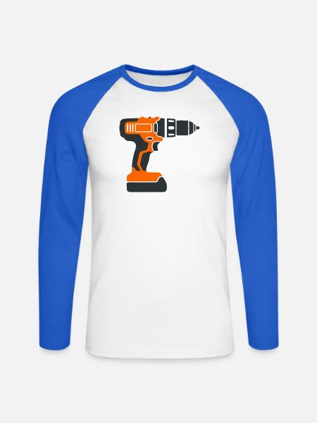 Akkuschrauber Werkzeug Grafik - Unisex Baseballshirt langarm - Weiß/Royalblau