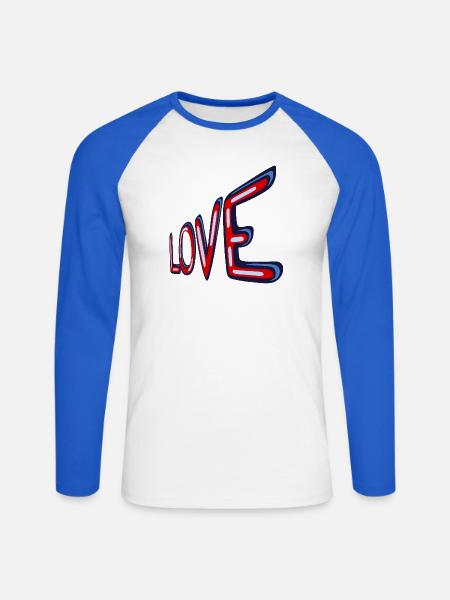 Liebe im Neon-Retro-Stil - Unisex Baseballshirt langarm - Weiß/Royalblau
