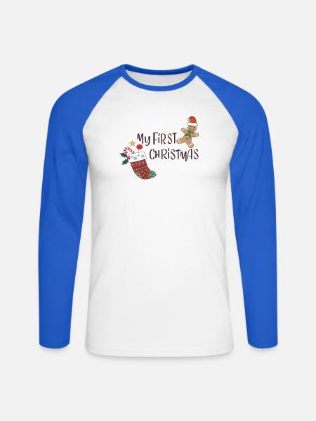 Mein Erstes Weihnachten - Unisex Baseballshirt langarm - Weiß/Royalblau