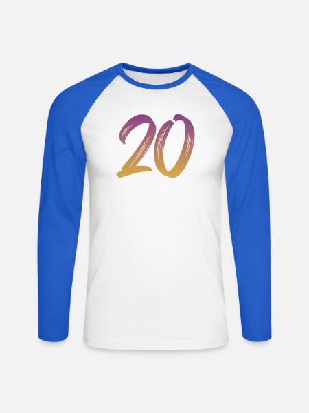 20 - Unisex Baseballshirt langarm - Weiß/Royalblau