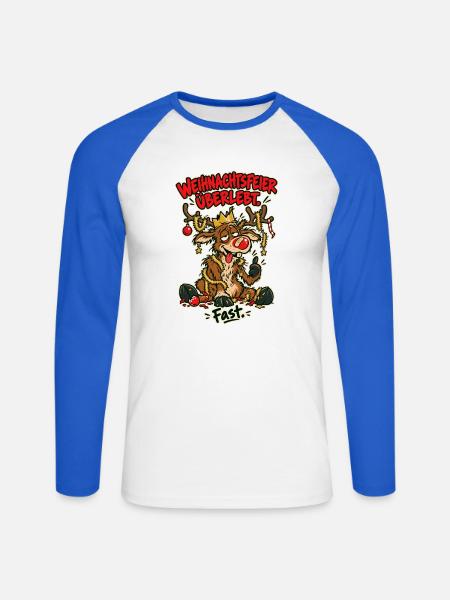 Weihnachtsfeier überlebt Fast - Unisex Baseballshirt langarm - Weiß/Royalblau