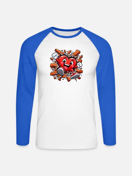 Herzzerreißende Graffiti-Wand: Liebe bricht durch - Unisex Baseballshirt langarm - Weiß/Royalblau