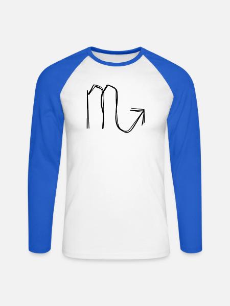 Sternzeichen Skorpion handgezeichnet - Unisex Baseballshirt langarm - Weiß/Royalblau