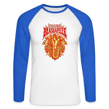 Laut Lauter Blaskapelle - Unisex Baseballshirt langarm - Weiß/Royalblau - Vorne - Nik (191cm)