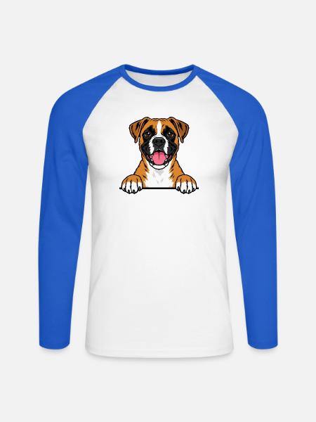 Boxer - Unisex Baseballshirt langarm - Weiß/Royalblau
