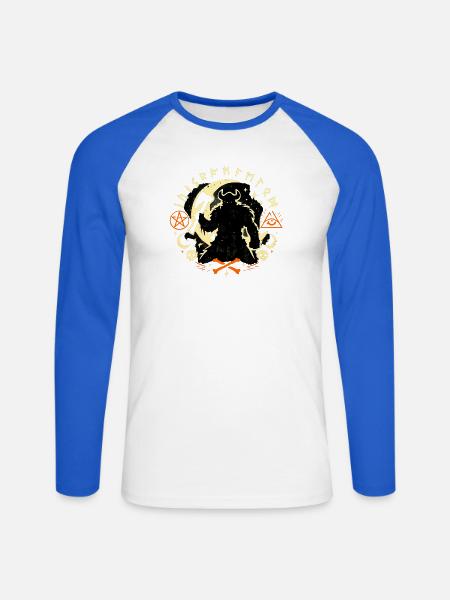 Monddämonen Krieger - Unisex Baseballshirt langarm - Weiß/Royalblau
