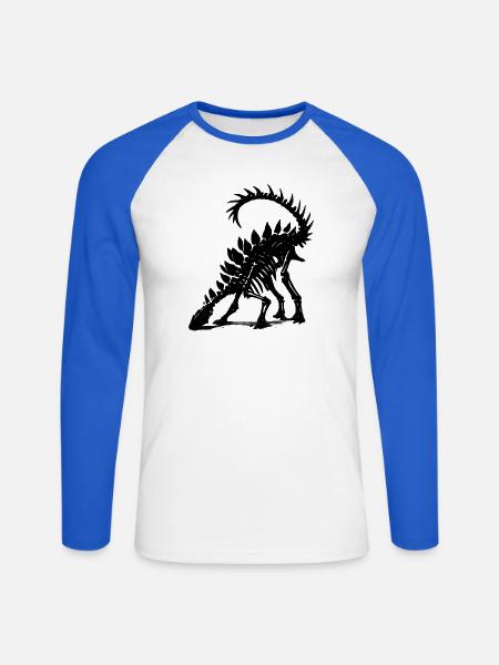 Dunkler Stegosaurus Silhouette - Unisex Baseballshirt langarm - Weiß/Royalblau