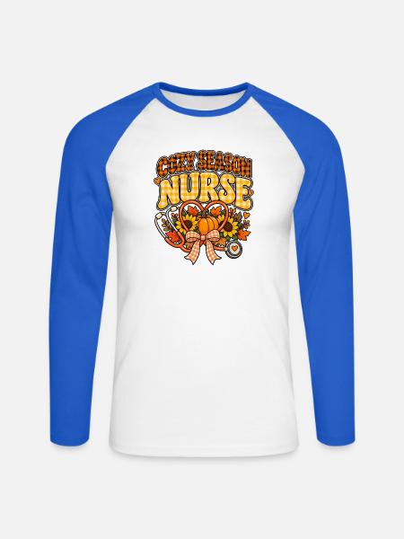 Kuschelige Herbstpflegekraft - Unisex Baseballshirt langarm - Weiß/Royalblau
