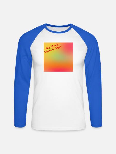 Schönes Leben - Unisex Baseballshirt langarm - Weiß/Royalblau