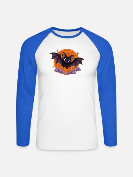 Mondfledermaus Cartoon - Unisex Baseballshirt langarm - Weiß/Royalblau