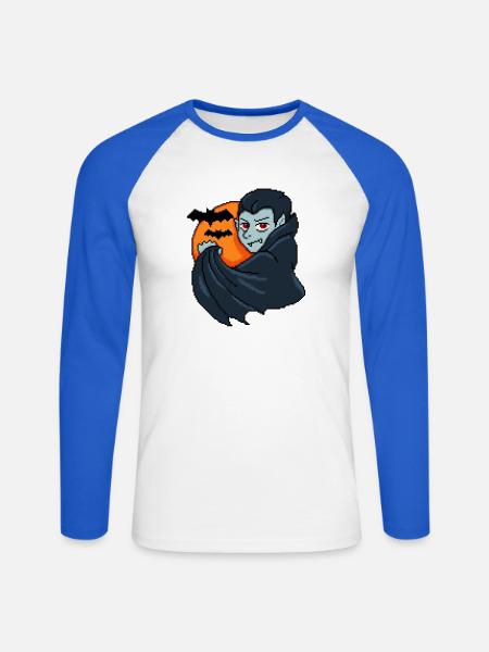 Crimson Night Vampir - Unisex Baseballshirt langarm - Weiß/Royalblau