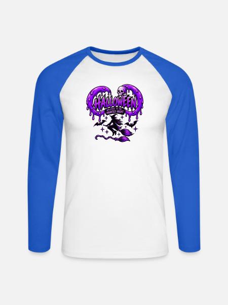 Lila Spuk-Halloween - Unisex Baseballshirt langarm - Weiß/Royalblau