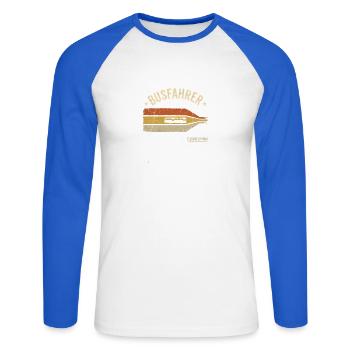 Busfahrer Legende Edition Linienbus Beruf Fahrer - Unisex Baseballshirt langarm - Weiß/Royalblau - Vorne - Nik (191cm)