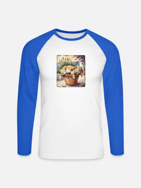 Siesta Kaninchen - Unisex Baseballshirt langarm - Weiß/Royalblau