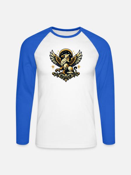 Phönix im Sternenkranz - Unisex Baseballshirt langarm - Weiß/Royalblau