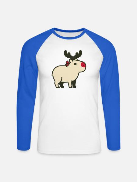 Weihnachts Rentier Illustration - Unisex Baseballshirt langarm - Weiß/Royalblau