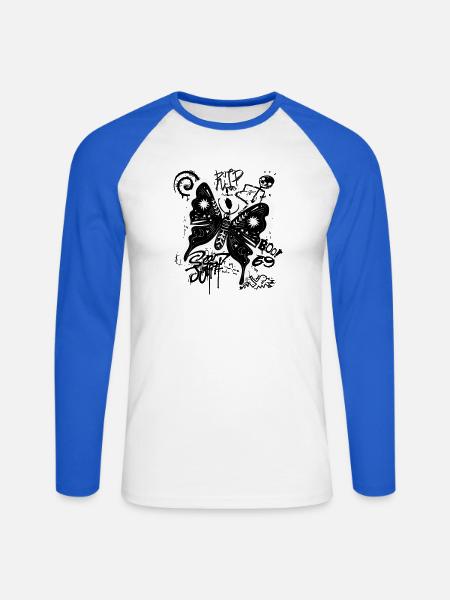 Mystischer Schmetterling Grunge - Unisex Baseballshirt langarm - Weiß/Royalblau