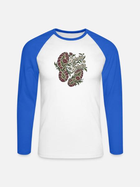 Schritt für Schritt – Laufmotiv - Unisex Baseballshirt langarm - Weiß/Royalblau