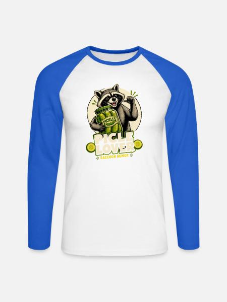 Waschbär Pickle-Lover Cartoon - Unisex Baseballshirt langarm - Weiß/Royalblau
