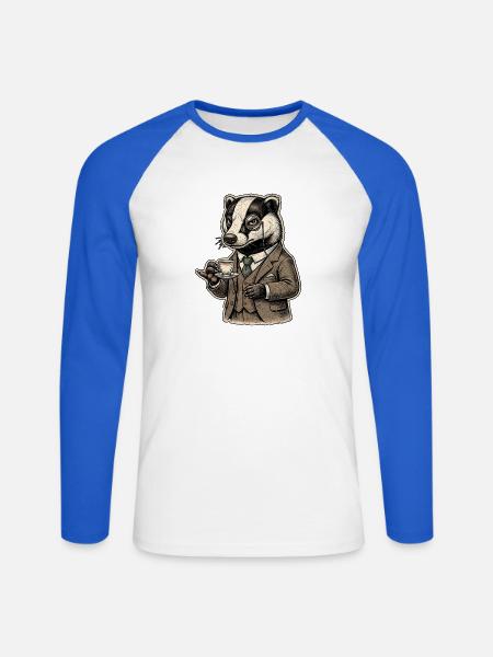 Kaffee Stinktier - Unisex Baseballshirt langarm - Weiß/Royalblau