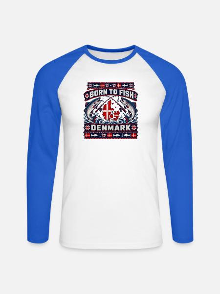 Ugly Christmas – Dänemark - Unisex Baseballshirt langarm - Weiß/Royalblau