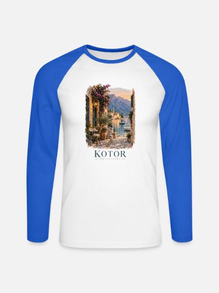 Rovinj Kroatien Küstencharme - Unisex Baseballshirt langarm - Weiß/Royalblau