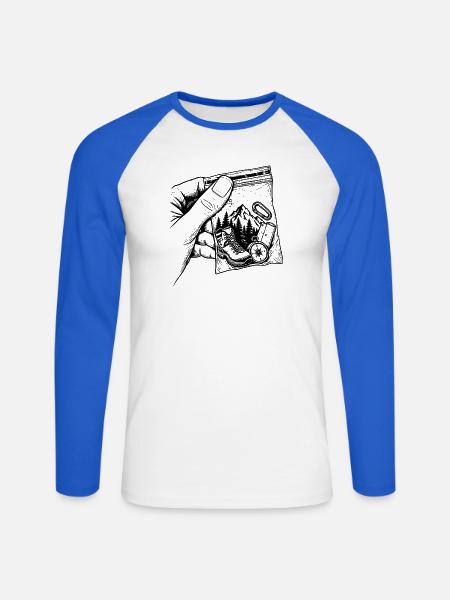 Wandersucht – Berg- und Trekking-Beutel - Unisex Baseballshirt langarm - Weiß/Royalblau