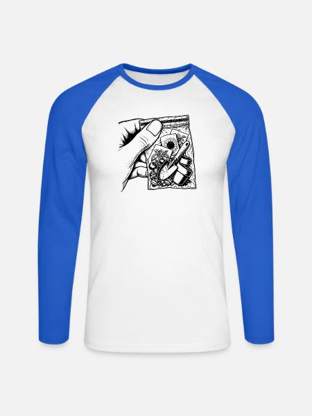 Gartenset – Gemüsesamen und Blumen - Unisex Baseballshirt langarm - Weiß/Royalblau