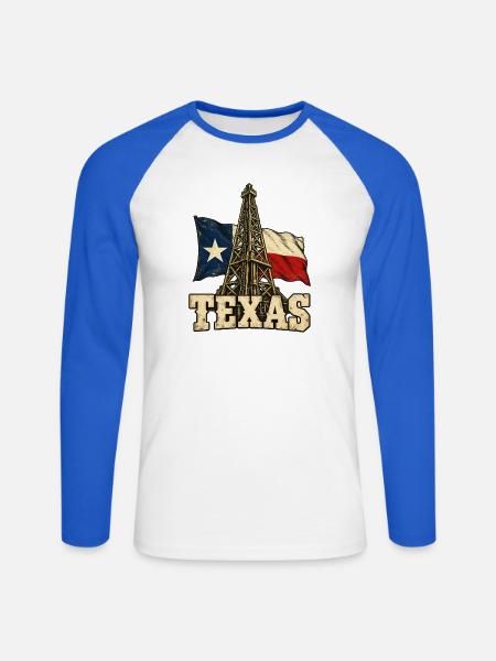 Texas Fahne und Bohrturm - Unisex Baseballshirt langarm - Weiß/Royalblau