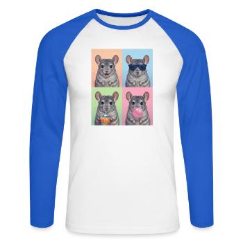 Chinchillas Chinchilla - Unisex Baseballshirt langarm - Weiß/Royalblau - Vorne - Nik (191cm)