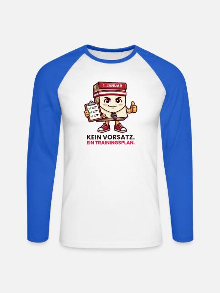 Neujahr Kalender Trainingsplan statt Vorsatz - Unisex Baseballshirt langarm - Weiß/Royalblau