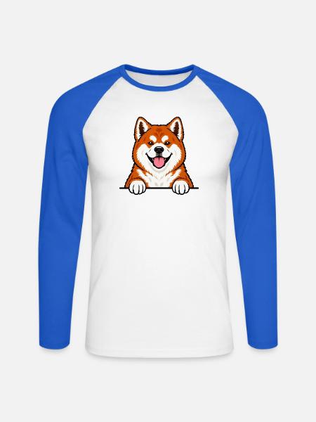 Akita - Unisex Baseballshirt langarm - Weiß/Royalblau