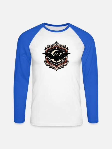 Dunkles Fledermaus Emblem - Unisex Baseballshirt langarm - Weiß/Royalblau