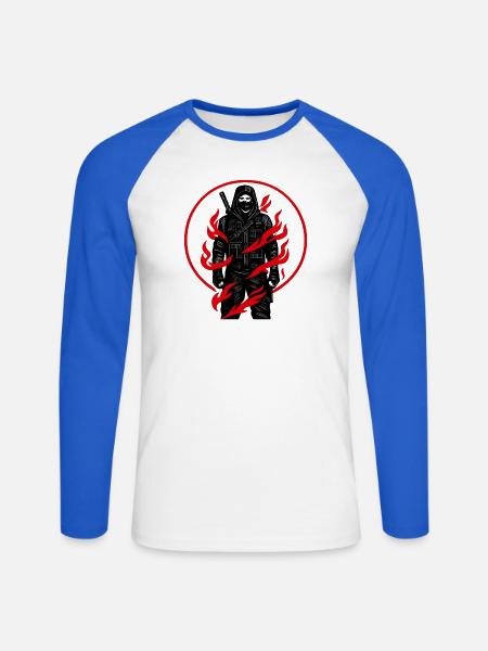 Feuriger Schattenkrieger - Unisex Baseballshirt langarm - Weiß/Royalblau