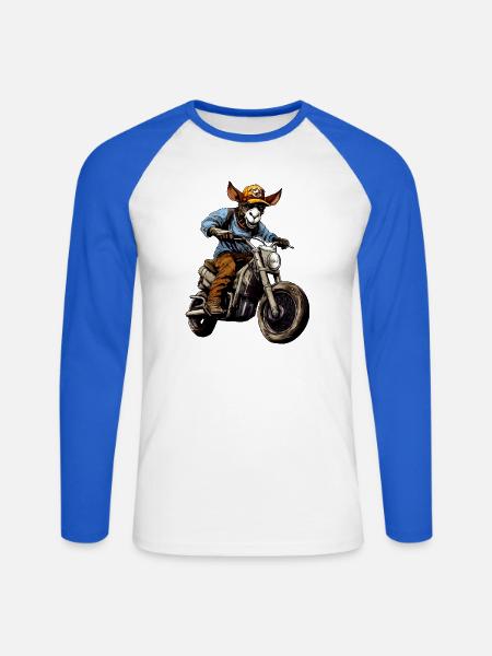 Motorrad Esel - Unisex Baseballshirt langarm - Weiß/Royalblau
