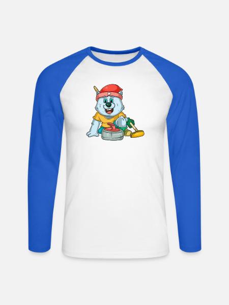 Eisbären Curling - Unisex Baseballshirt langarm - Weiß/Royalblau