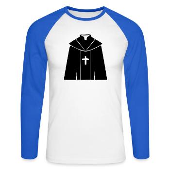 Priester Pfarrer Theologie Geschenk Christentum  - Unisex Baseballshirt langarm - Weiß/Royalblau - Vorne - Nik (191cm)