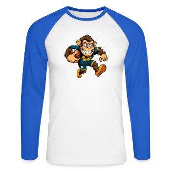 Affe Rugbyspieler - Unisex Baseballshirt langarm - Weiß/Royalblau - Vorne - Nik (191cm)