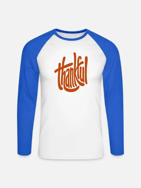 Dankbarkeit  - Unisex Baseballshirt langarm - Weiß/Royalblau