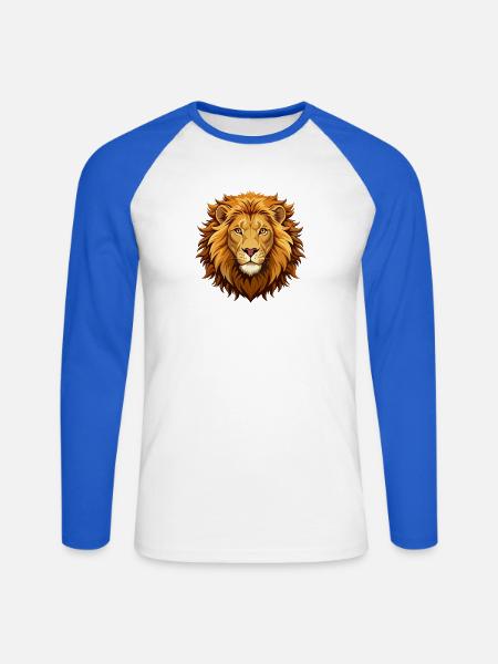 Löwe - Unisex Baseballshirt langarm - Weiß/Royalblau