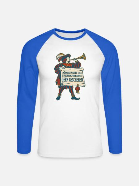München 1158 Gern geschehen - Unisex Baseballshirt langarm - Weiß/Royalblau
