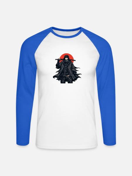 Schattendämon mit rotem Kreis - Unisex Baseballshirt langarm - Weiß/Royalblau