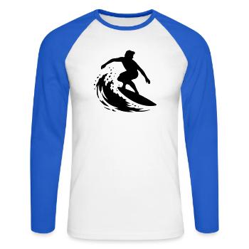 surfer_1 - Unisex Baseballshirt langarm - Weiß/Royalblau - Vorne - Nik (191cm)