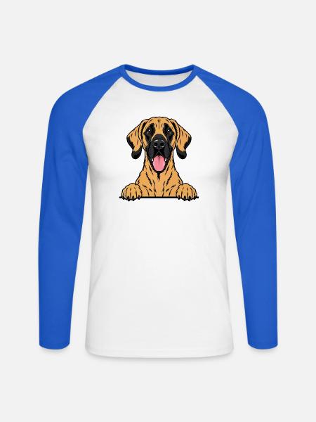 Deutsche Dogge - Unisex Baseballshirt langarm - Weiß/Royalblau