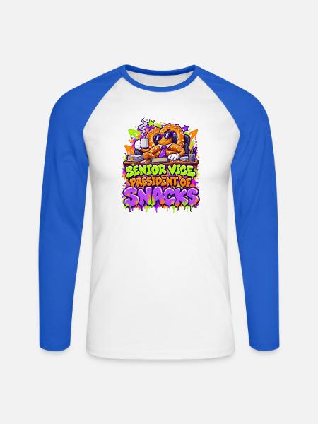 Senior Vice President Snacks - Unisex Baseballshirt langarm - Weiß/Royalblau